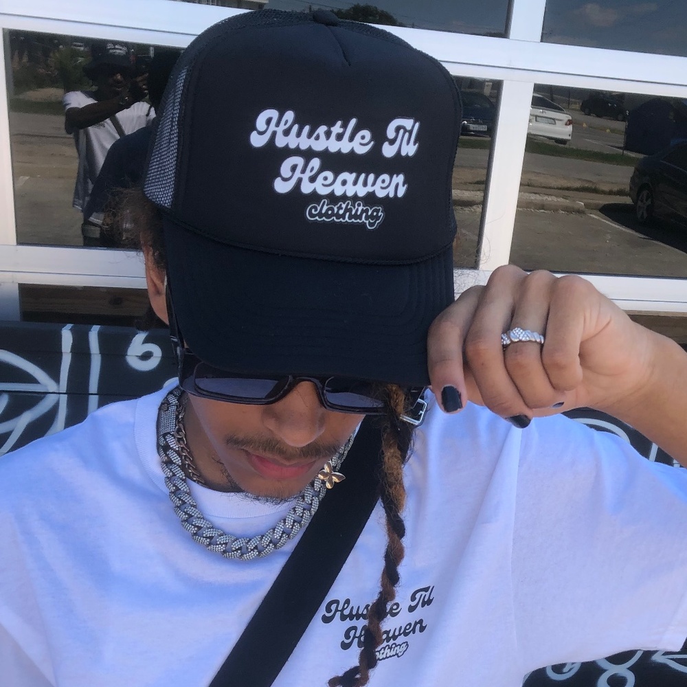 Hustle Til Heaven black retro edition trucker